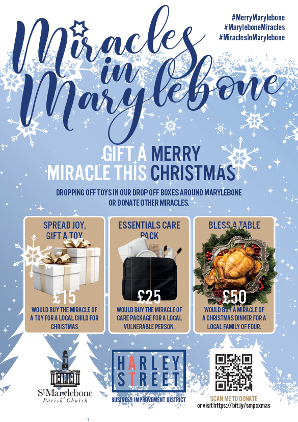 This Christmas, the magic of giving is more important than ever, and in collaboration with St Marylebone Church, we are calling on the community to come together and share in the joy of the season through Miracles in Marylebone.